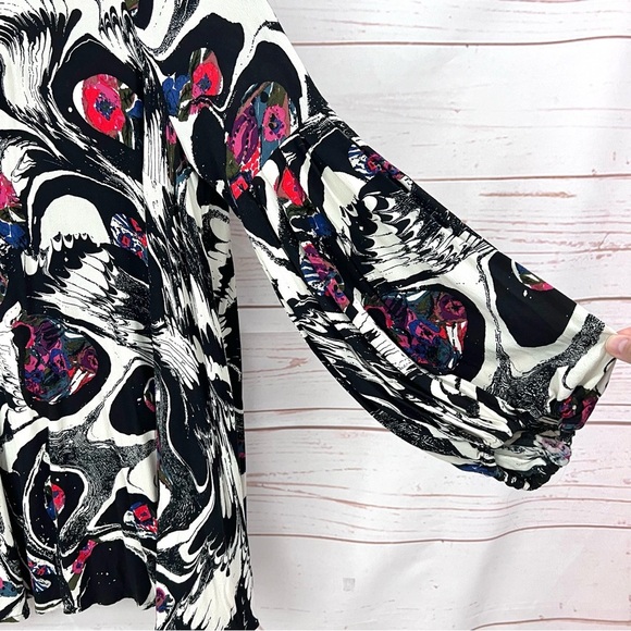 Free People Drift Away Boho High Collar Cold Shoulder Modern Swing Tunic Dress - Picture 9 of 13